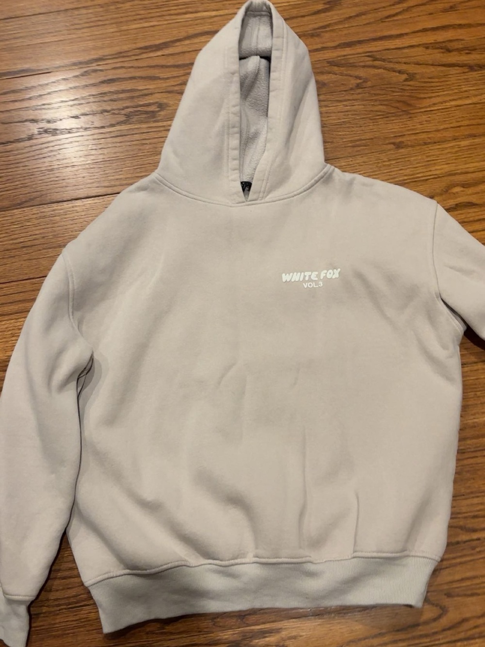 White fox Hoodie Jacket in tan